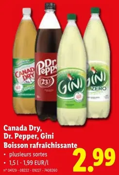 Offre: Canada Dry, Dr. Pepper, Gini Boisson rafraîchissante