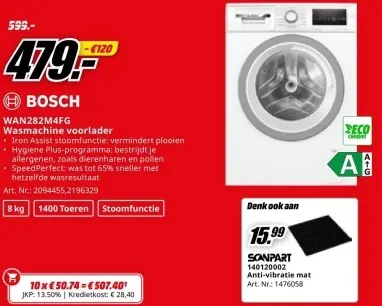 Promotie: WAN282M4FG Wasmachine voorlader