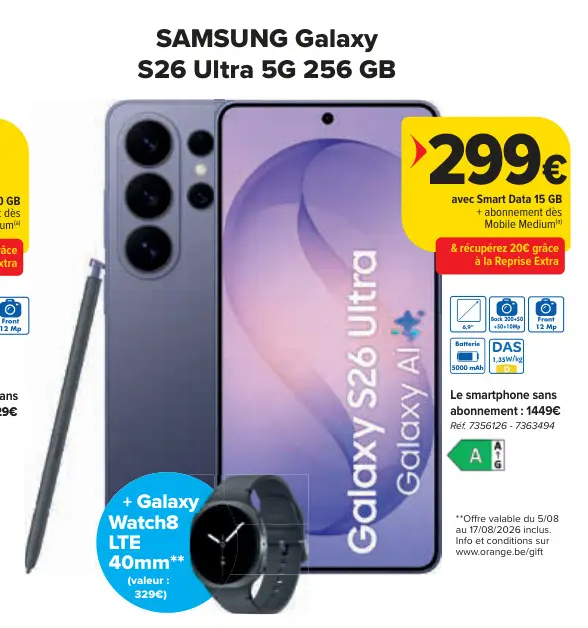 Offre: Galaxy S26 Ultra 5G 256 GB