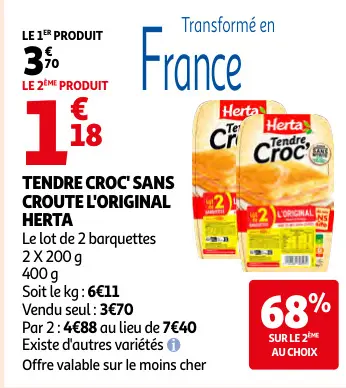 Offre: Tendre croc' sans croute l'original