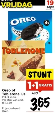 Aanbieding: Oreo of Toblerone IJs