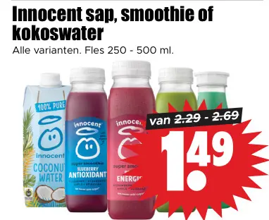 Aanbieding: Sap, smoothie of kokoswater