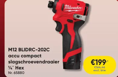 Promotie: M12 BLIDRC-202C accu compact slagschroevendraaier