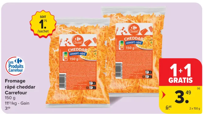Offre: Fromage râpé cheddar