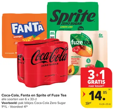 Aanbieding: Coca-Cola, Fanta en Sprite of Fuze Tea