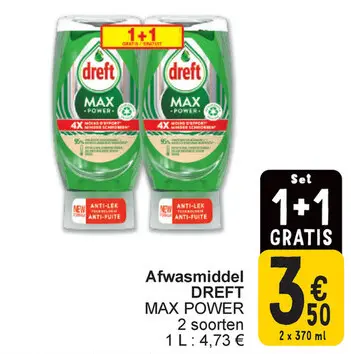 Aanbieding: Afwasmiddel DREFT MAX POWER 2 soorten