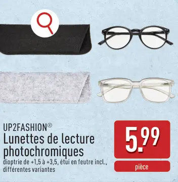 Offre: Lunettes de lecture photochromiques