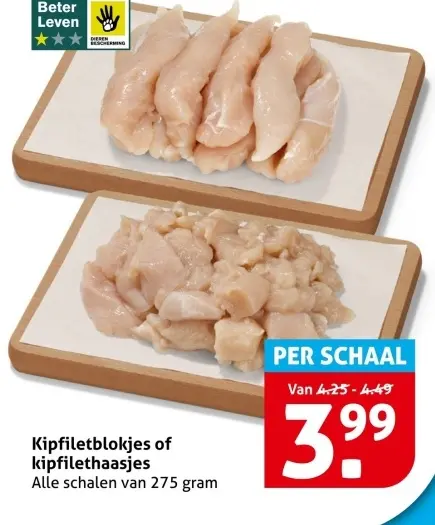 Aanbieding: Kipfiletblokjes of kipfilethaasjes