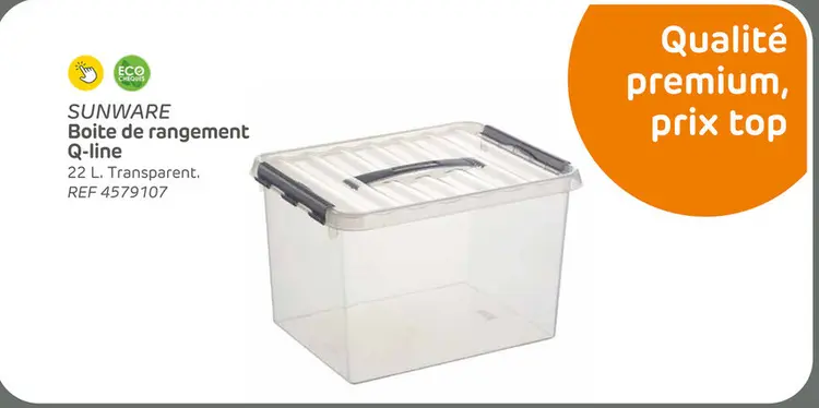 Offre: Boîte de rangement sunware q-line 22l transparente