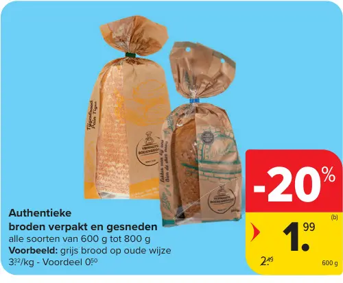 Promotie: Authentieke broden verpakt en gesneden