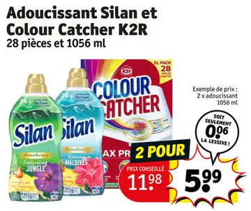 Offre: Adoucissant Silan et Colour Catcher K2R