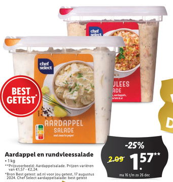 Aanbieding: Aardappel en rundvleessalade