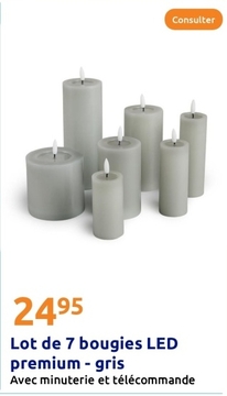 Offre: Lot de 7 bougies LED premium - gris