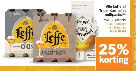 Aanbieding: Leffe or Tripel Karmeliet multipacks