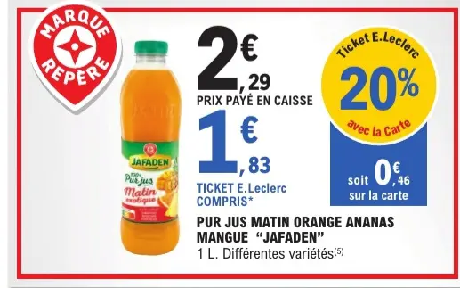 Offre: Pur jus matin orange ananas mangue