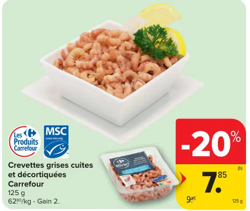 Offre: Crevettes grises cuites et décortiquées