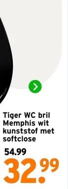 Aanbieding: WC bril Memphis wit kunststof met softclose