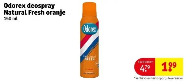 Aanbieding: Deospray Natural Fresh oranje