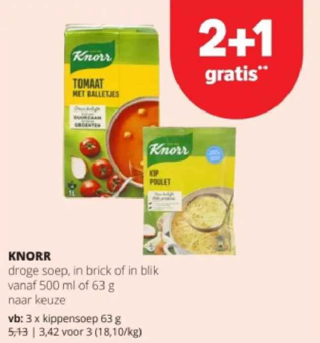 Promotie: Droge soep, in brick of in blik vanaf 500 ml of 63 g