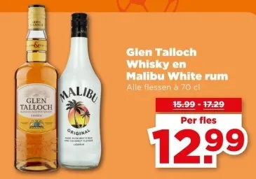 Aanbieding: Whisky en Malibu White rum