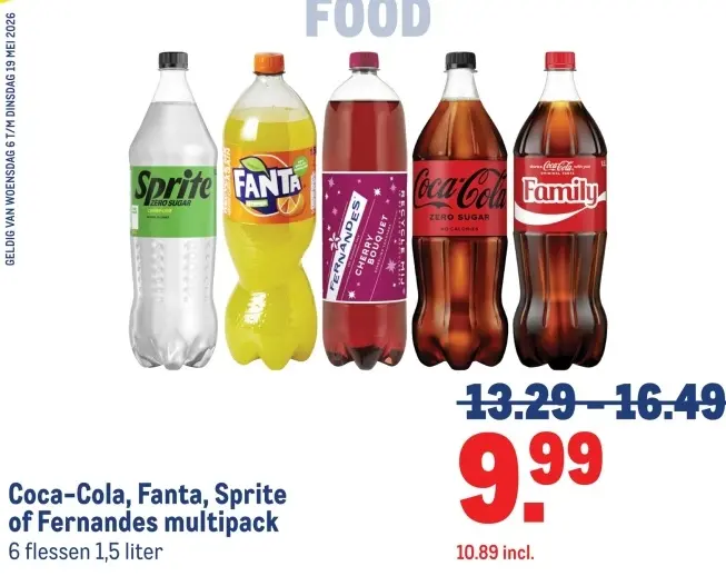 Aanbieding: Coca-Cola, Fanta, Sprite of Fernandes multipa