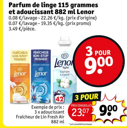 Offre: Parfum de linge et adoucissant Lenor