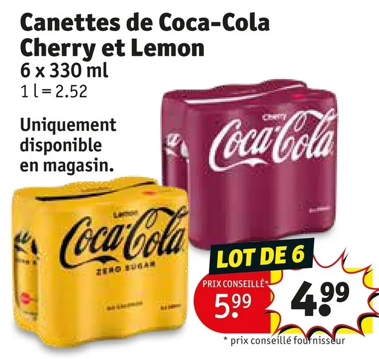 Offre: Canettes de Coca-Cola Cherry et Lemon