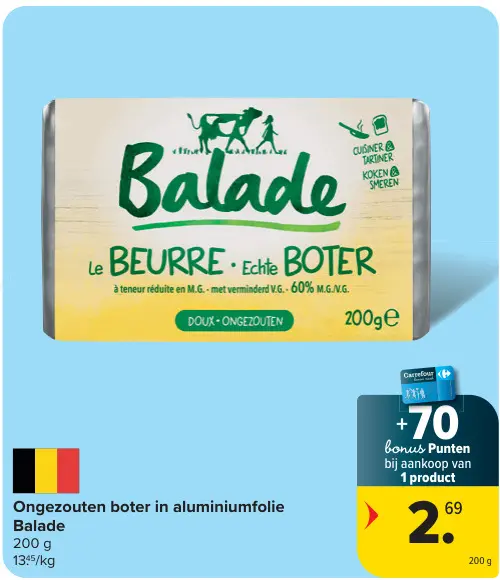 Promotie: Ongezouten boter in aluminiumfolie