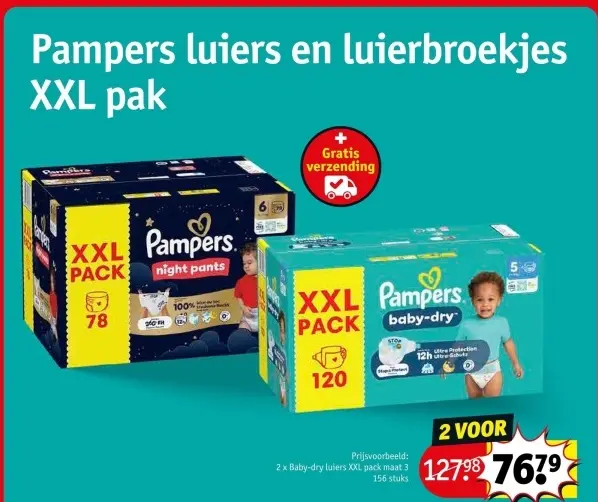 Promotie: Pampers luiers en luierbroekjes XXL pak