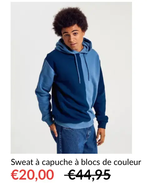 Offre: Sweat à capuche à blocs de couleur