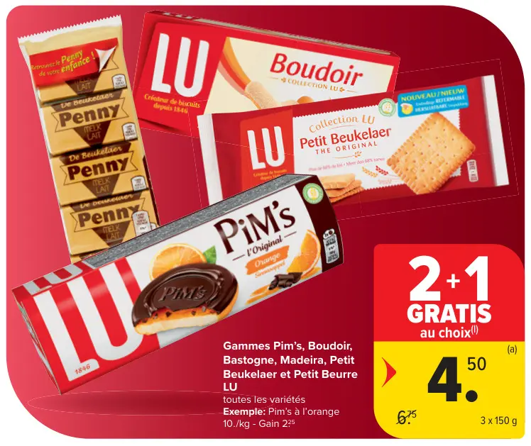 Offre: Gammes Pim's, Boudoir, Bastogne, Madeira, Petit Beukelaer et Petit Beurre