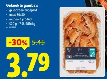 Promotie: Gekookte gamba's