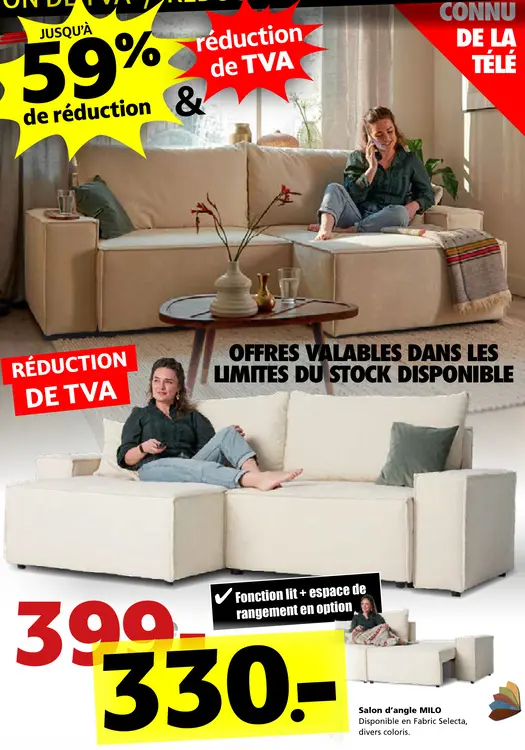 Offre: Salon d'angle MILO