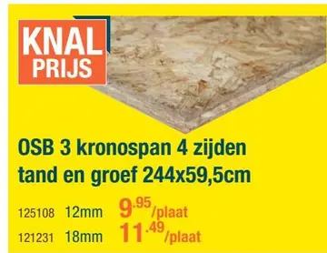 Aanbieding: OSB 3 kronospan 4 zijden tand en groef