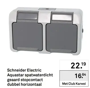 Aanbieding: Aquastar spatwaterdicht geaard stopcontact dubbel horizontaal