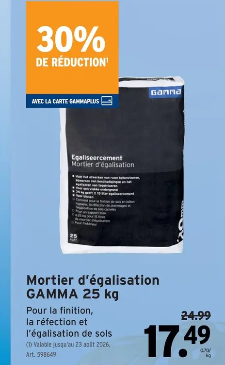 Offre: Mortier d'égalisation