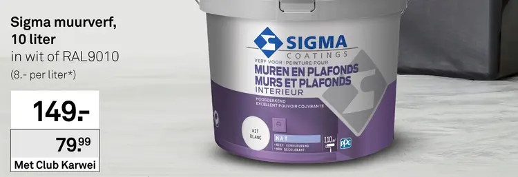 Aanbieding: Sigma muurverf 10 liter
