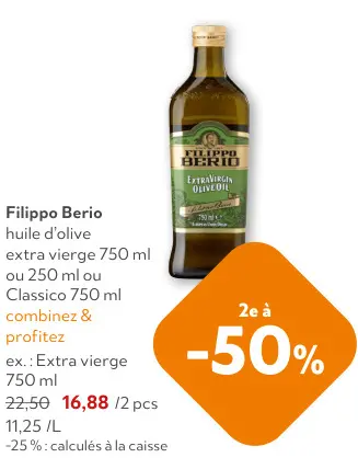 Offre: Huile d'olive extra vierge ou Classico