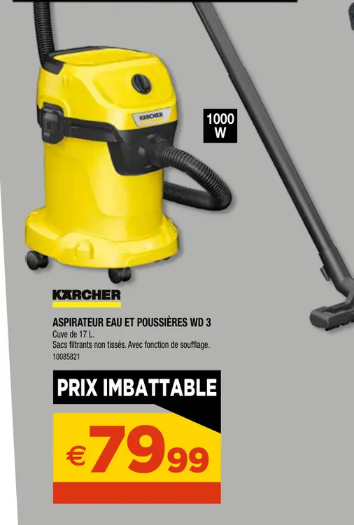 Promotie: Aspirateur eau et poussières wd 3