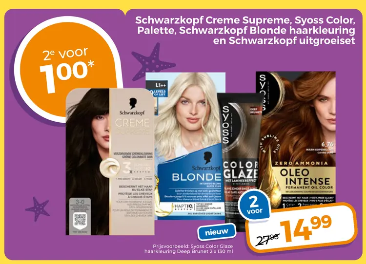 Aanbieding: Creme Supreme, Syoss Color, Palette, Blonde haarkleuring en Schwarzkopf uitgroeiset