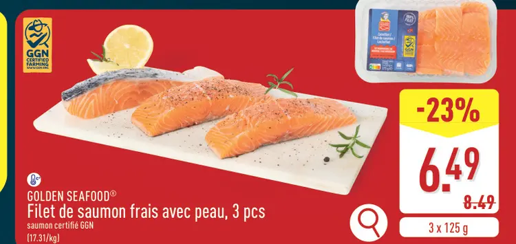Offre: Filet de saumon frais avec peau