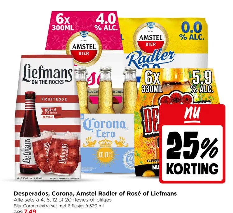 Aanbieding: Desperados, Corona, Amstel Radler of Rosé of Liefmans