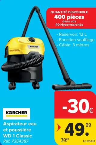 Offre: Aspirateur eau et poussière WD 1 Classic