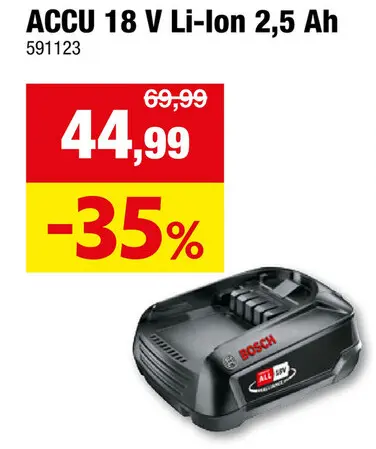 Promotie: Bosch Accu 18V Li-Ion 2,5Ah