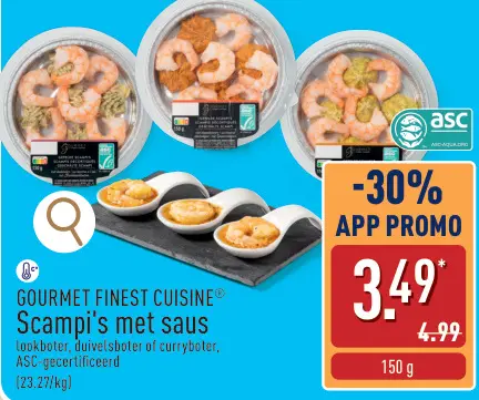 Promotie: Scampi's met saus