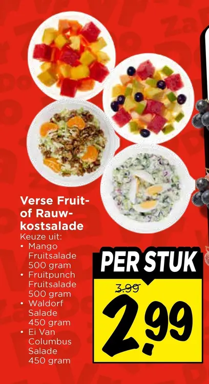 Aanbieding: Verse Fruit- of Rauwkostsalade