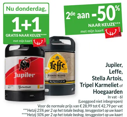 Promotie: Jupiler, Leffe, Stella Artois, Tripel Karmeliet of Hoegaarden