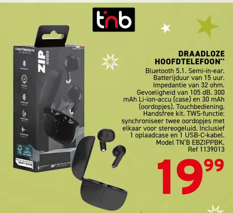 Aanbieding: Draadloze hoofdtelefoon