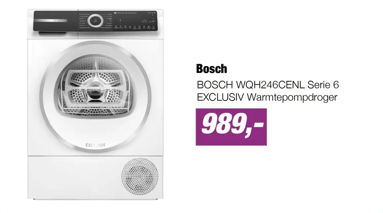 Aanbieding: BOSCH WQH246CENL Serie 6 EXCLUSIV Warmtepompdroger