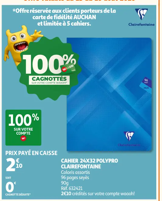 Offre: Cahier 24x32 polypro